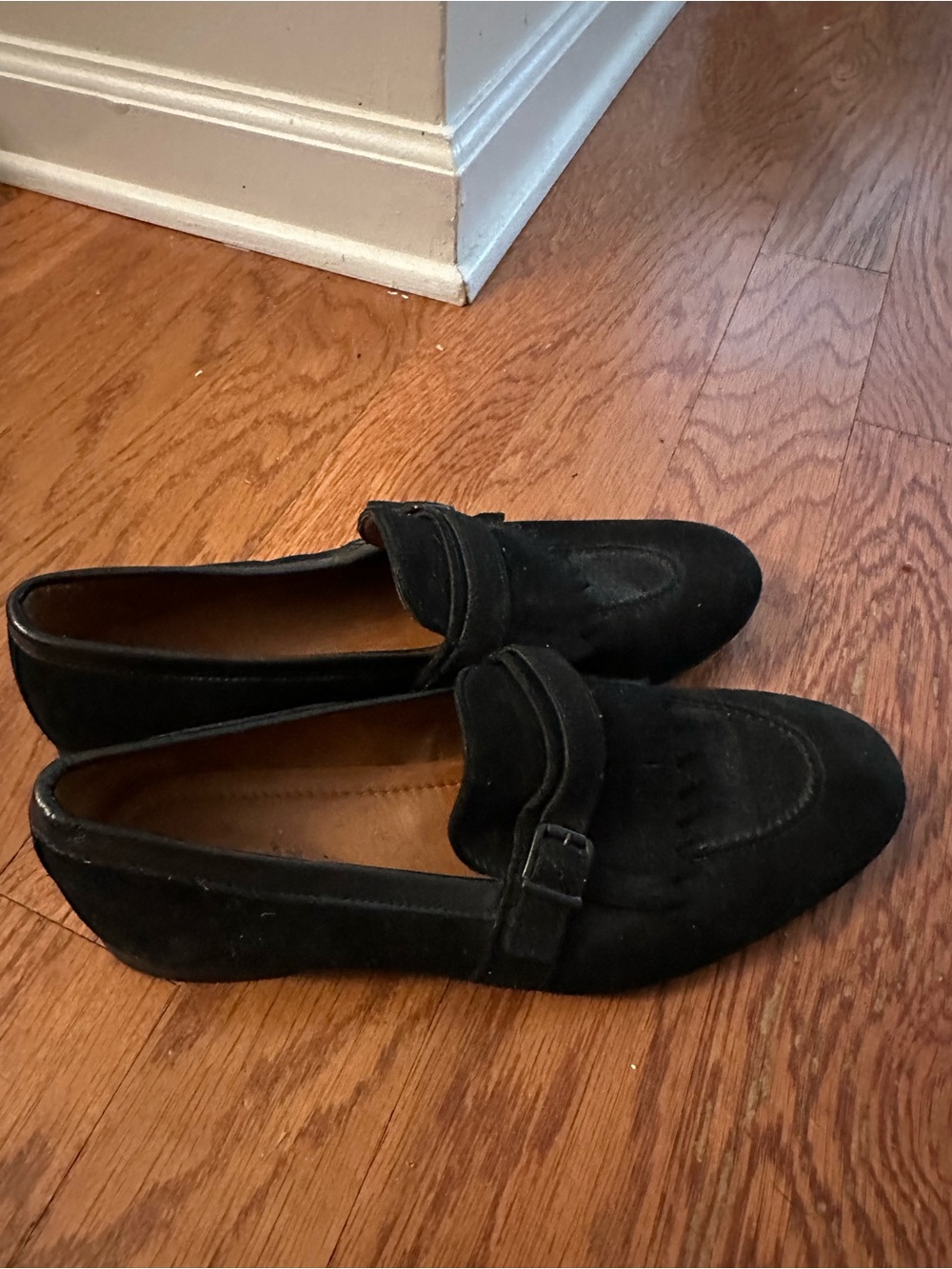 Zara Black Suede Penny Loafers